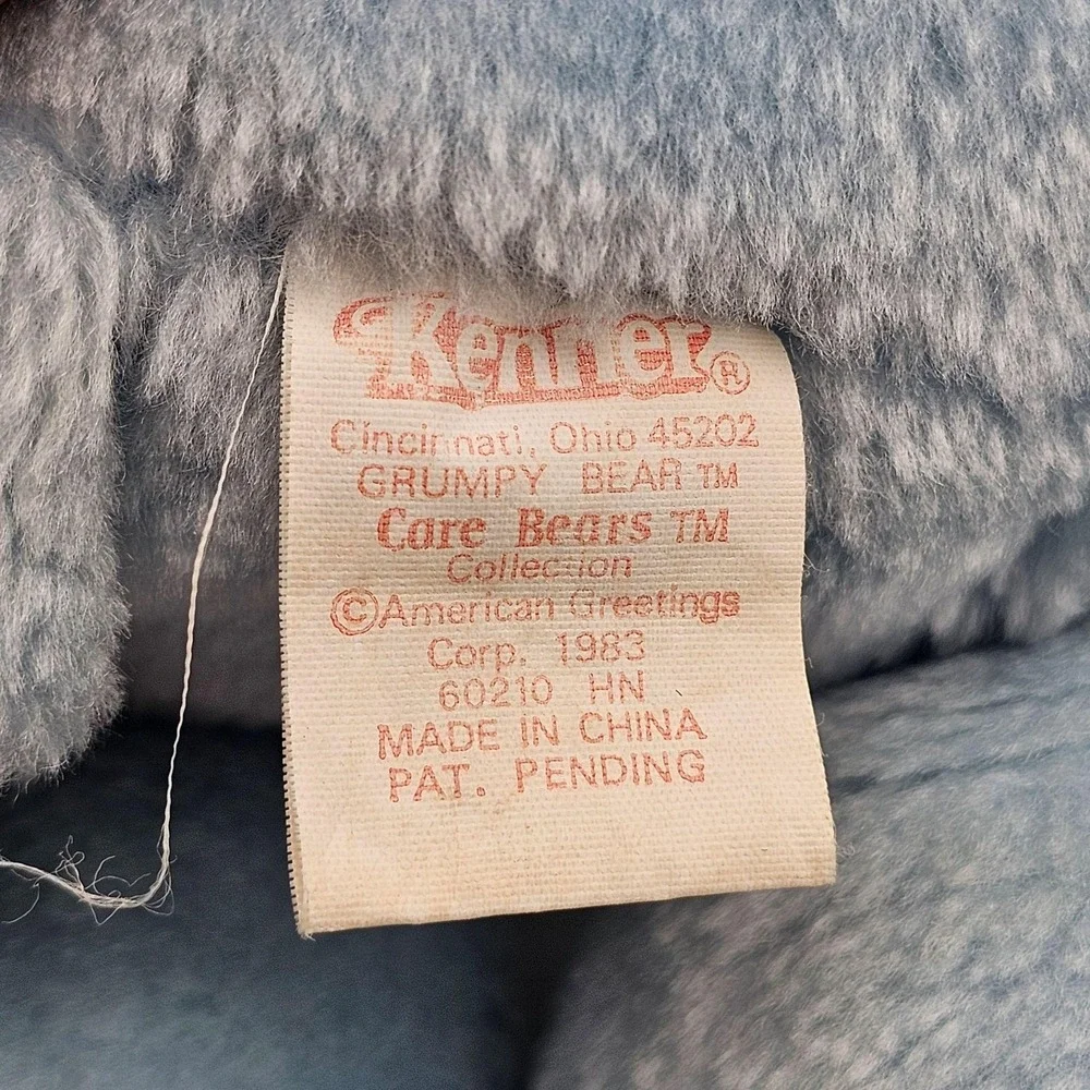 Vintage Kenner Care Bears Grumpy Bear Plush Stuffed Small Blue 1983 Washable